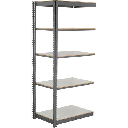 Global Industrial 5 Shelf, Commercial Duty Boltless Shelving Add On, 36"Wx12"Dx96"H, Laminate Deck B3165725