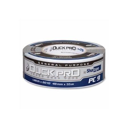 Duck Pro Shurtape PC 9 Contractor Grade Co-Extruded Duct Tape, 48 mm W x 55 m L, 9 mil, Silver, 24PK 689-105450