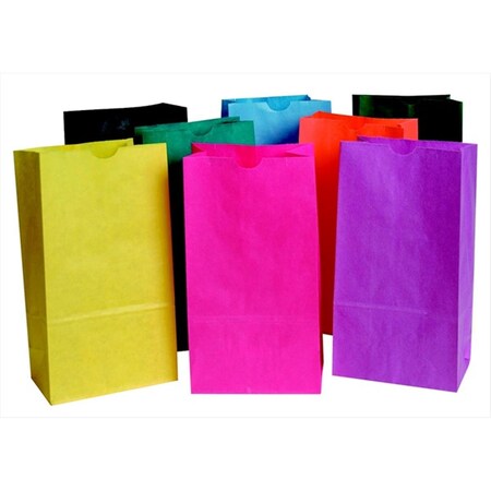 Pen2Paper Flat Bottom Paper Bag, 6 x 11 In, Assorted Color, 28PK PE519833