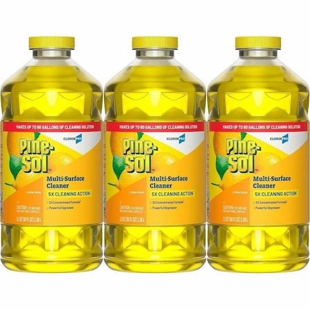 Pine-Sol All Purpose Cleaner, 80 oz, Bottle, Concentrated, Lemon Fresh, 3 PK 60607