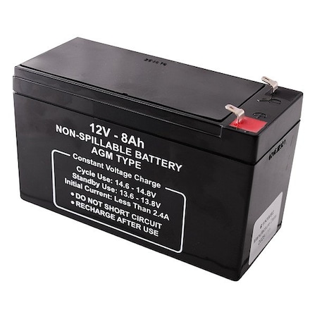 Zoro Select Sealed Lead Acid Battery, 12V, 8Ah, AGM 47038