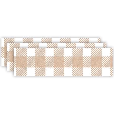 Creative Teaching Press Krafty Pop Kraft Buffalo Check EZ Border, 48 Feet Per Pack, 3PK 10905