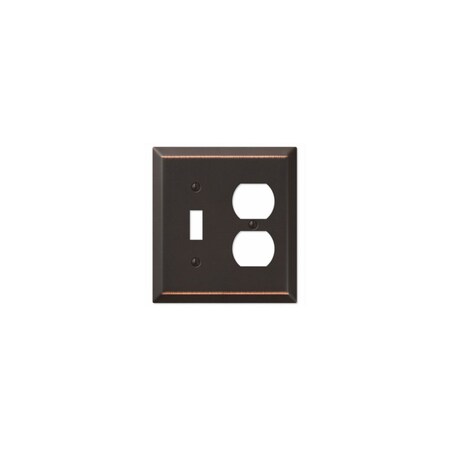 Amertac-Westek Chelsea Wall Plate, Aged Bronze, Steel, 1 Toggle/ 1 Duplex 149TDDB