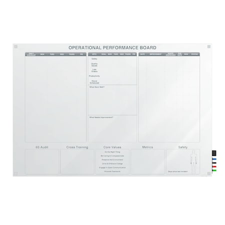 Ghent 3'H x 4'W Operation Performance Calendar Graphics Glassboard w/ Stand-Offs, Square Corners, Magnetic GRPHMYSM03Z-34