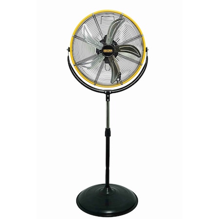 Edendirect 20 inches 3 speeds high velocity pedestal oscillating fan in yellow with 80 degrees oscillation ZR-FAN-PD20W(yellow)