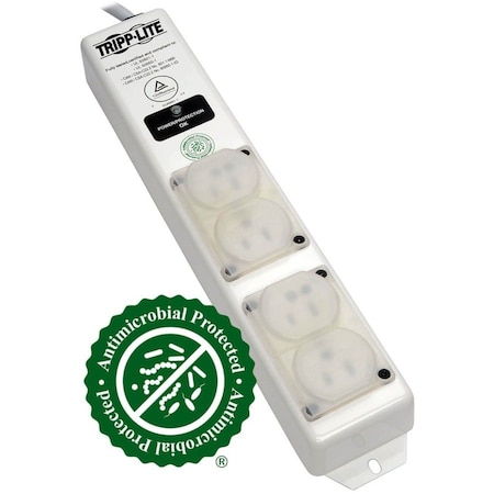 Tripp Lite Outlet Strip, Surge, Hospital Grade, 4 5-15R-HG, 5-15P-HG, 6 ft., White SPS406HGULTRA