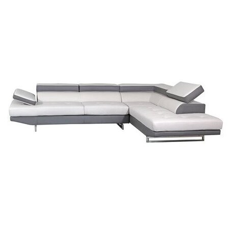 Homeroots White Leather L Shaped Two Piece Corner Sectional 366222