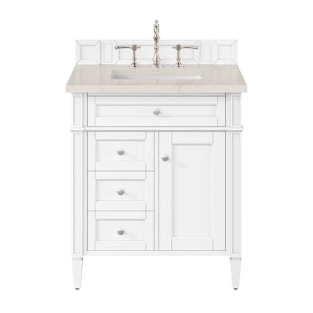 James Martin Vanities Brittany 30" Single Vanity in Bright White, w/ 3 CM Siberian Silestone Top 655-V30-BW-3SFR