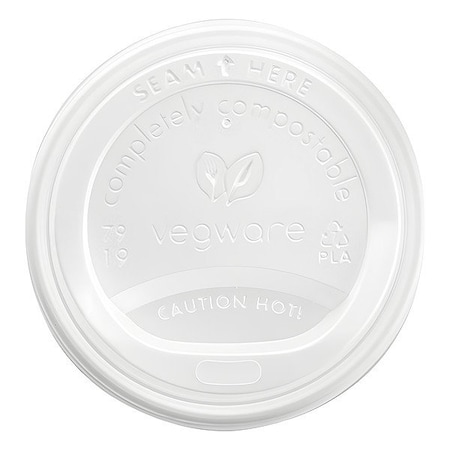 Vegware Disposable Cup Lid, 8 oz, White, PK1000 VLID79S