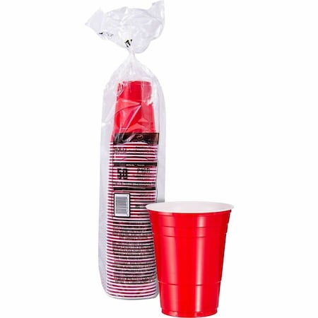 Solo Plastic Cold Cups, 16 oz, Red, 50PK P16R