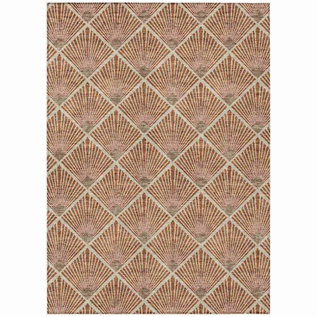 Homeroots 5' X 8' Brown Copper And Beige Geometric Washable Indoor Outdoor Area Rug 594738