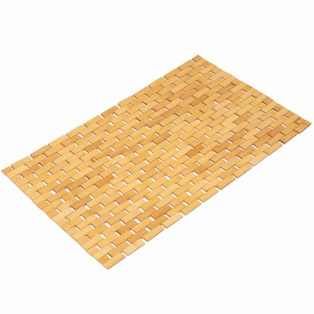 Basicwise Foldable Large Bamboo Bathroom Mat - Non-Slip Design for Showers, Bathtubs, Spas, and Pools - QI004613.L