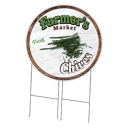 Signmission Farmers Market Chives Double Sided Corrugated Plastic Circle Yard Sign, C-36-CIR-DS-WS-Chives C-36-CIR-DS-WS-Chives