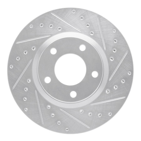 Dynamic Friction Co DFC Brake Rotor - Drilled and Slotted - Silver 631-80065R