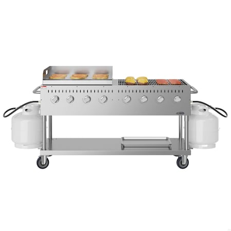 Koolmore 60 in. 8-Burner Commercial Outdoor Propane Gas Grill with 30 in. Griddle in Stainless-Steel CGKIT6-G30