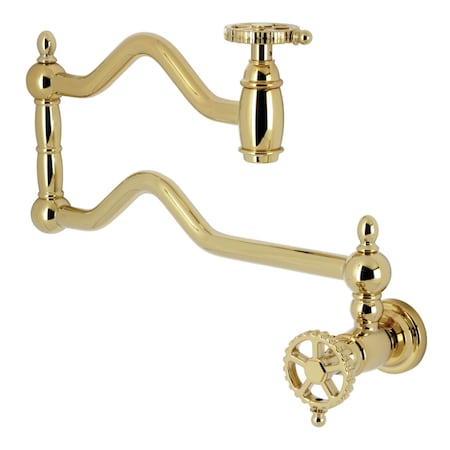 Kingston Brass Wall Mount Pot Filler Faucet, Polished Brass KS2102CG