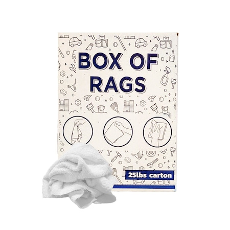 Supremeplus Recycled White Terry Towel Cleaning Rags, 25 lbs. Box SP-7413