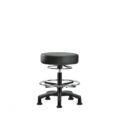 Blue Ridge Ergonomics Vinyl Mini-Stool, Med Bench, CF, Glides, Carbon BR-VMBMS-RG-CF-RG-8823