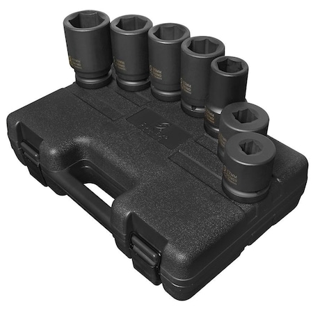 Sunex 1 in Drive Metric 6 Point Deep & Double Square Budd Wheel 7-Piece Impact Socket Set 5697M