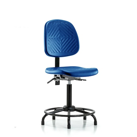 Blue Ridge Ergonomics Poly Chair, Round Tube Base, Med Bench, Med Back, Glides, Blue BR-PMBCH-MB-RT-T0-A0-RG-BLU