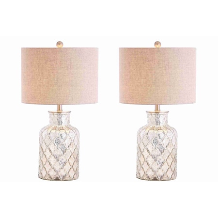 Jonathan Y Alvord 24.5" LED Glass Table Lamp, Mercury Silver, 2PK JYL1075A-SET2