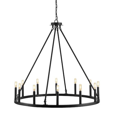 Jonathan Y Oberto 36" 12-Light Iron Classic Industrial Ring LED Chandelier, Oil Rubbed Bronze JYL7497A