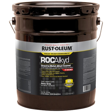 Rust-Oleum Interior/Exterior Paint, High Gloss, Oil Base, Navy Gray, 5 gal 975300