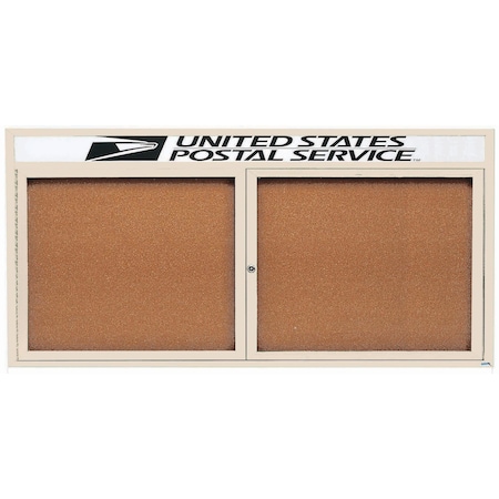 Aarco Illuminated Enclosed Bulletin Board w/ Header Ivory Powder Coated Al Frame, 36''Hx72''W DCC3672RHIIV