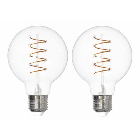 Bulbrite 4 Watt Dimmable Antique Nostalgic Curved Filament G25 Medium E26 LED Bulb, 2 PK 861403