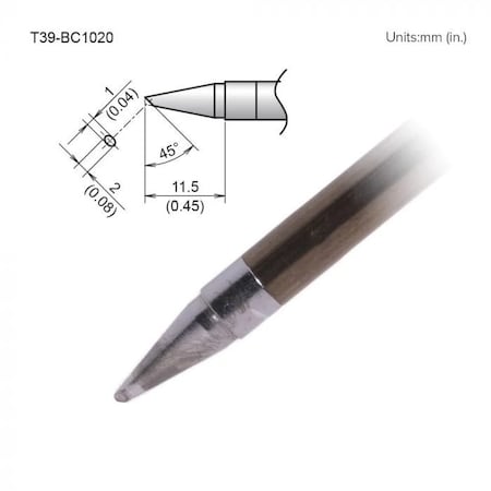 Hakko Soldering Tip, T.W. 2 mm, T.L. 11.5 mm T39-BC1020