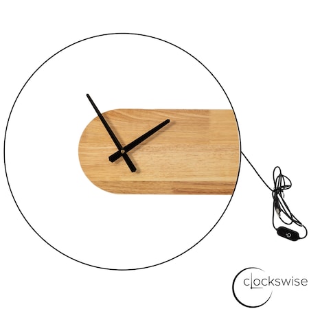 Clockswise 20in Industrial Style Modern LED Wall Clock with Wood - Metal Design and Round Black Frame QI004854