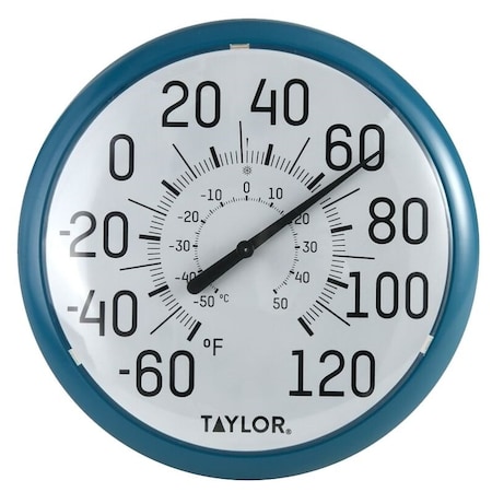Taylor Big and Bold Thermometer, -60 to 120 deg F, Teal Bezel 6700TE