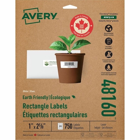Avery reg EcoFriendly Address Labels, White AVE48160