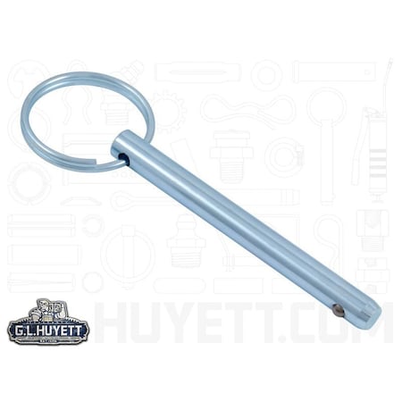 Huyett Detent Pin, Zinc Plated Medium Carbon Steel, 0.250 in Dia x 2.000 in Effective L x 0.254 in Hole Dia DTP-0250-2000