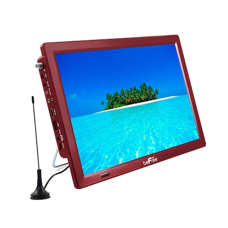 Befree Sound Portable 14 Inch LED TV with HDMI, SD/MMC, USB, and Built-in Digital Tuner in Red BFS-TV14-RED