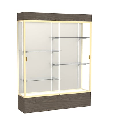 Ghent Lighted Floor Display Case 60x80x16, Plaque, Champange 2175PB-GD-WV