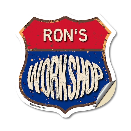 Signmission Ron's Workshop, 12 Inch X 12 Inch, Vinyl Decal SHI-D-12-489-RON