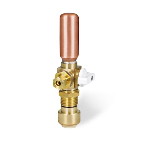 Everflow Icemaker Replacement Valve W/ Hammer Arrestor 1/2"Push-Fit Inletx1/4" Cmprssn Outlet, Lead Free Brass 545UH