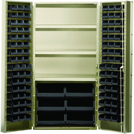 Quantum Storage Systems STORAGE BEIGE CABINET W/38 BLACK BINS QSC-BG-36S-38BK