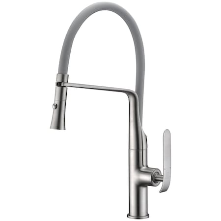 Anzzi Accent Single Handle Pull-Down Sprayer Kitchen Faucet, Brushed Nickel KF-AZ003BN