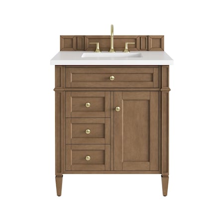 James Martin Vanities Brittany 30" Single Vanity, Pecan w/ 3 CM White Zeus Silestone Top 655-V30-PCN-3WZ