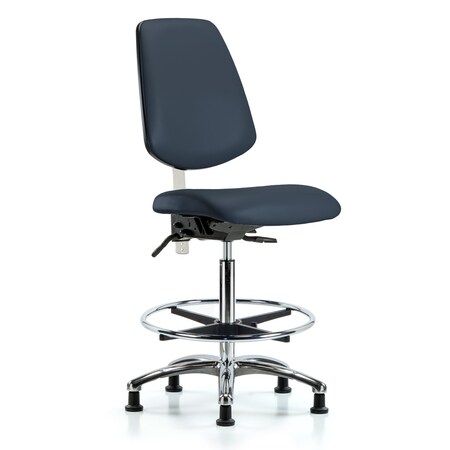 Blue Ridge Ergonomics Clean Room Chair Vin Hi Ben Chair, Med, Bk, Gld Nav, CL100, No Arms, 26" to 35-1/2" Height, Vinyl BR-NCR-VHBCH-MB-CR-T1-A0-CF-RG-8582