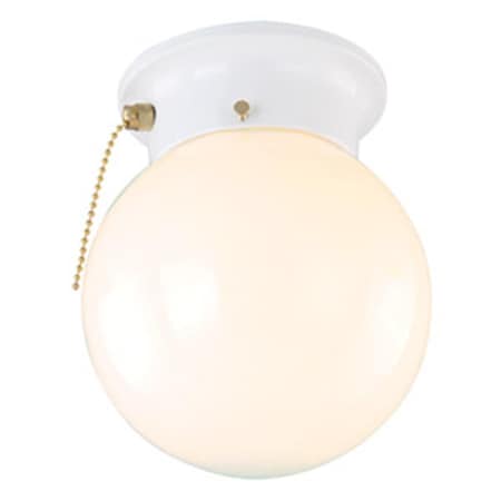 Design House 1-Light Glass Globe Ceiling Mount with Pull Chain, White Finish 510040