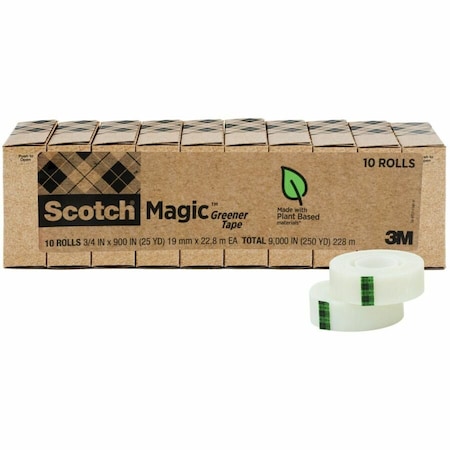 3M Scotch Magic Greener Tape, 3/4" x 900", 1" Core, 10/Pack 81210P