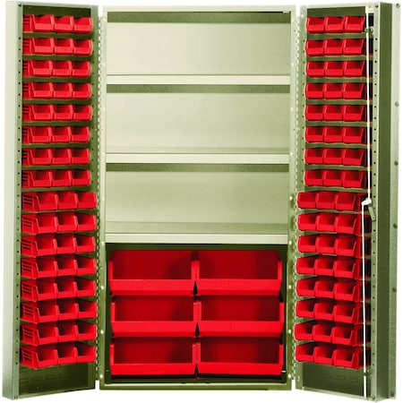 Quantum Storage Systems STORAGE BEIGE CABINET W/38 RED BINS QSC-BG-36S-38RD