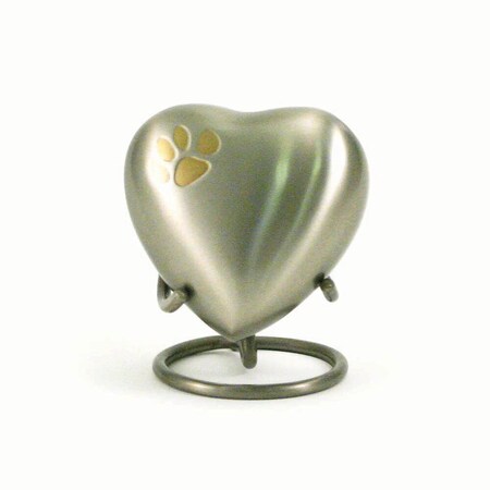 Jorgensen Laboratories Jorvet Pawprint Heart Urn, Classic Pewter J0316PPPH