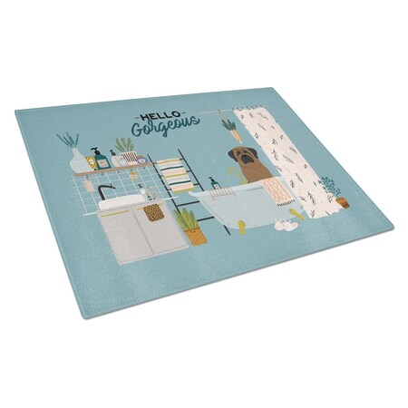 Carolines Treasures Bullmastiff in Bathtub Glass Cutting Board - Large CK7506LCB