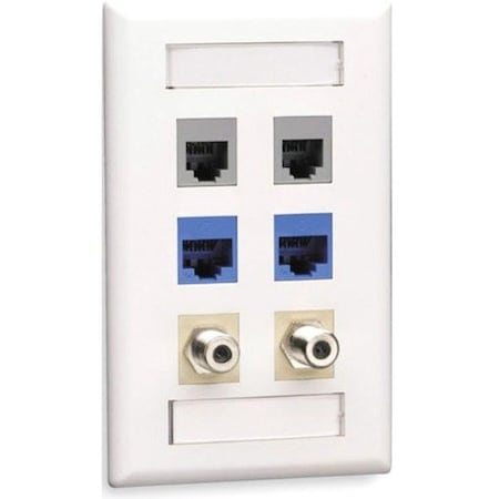 Black Box Gigastation2 Wallplate, 6-Port Single-Ga WPT482