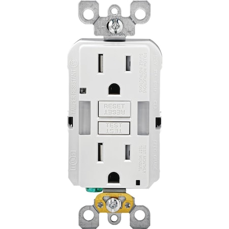 Leviton SmartLockPro Self-Test 15A White Tamper Resistant 5-15R GFCI Outlet R92-GFNL1-00W