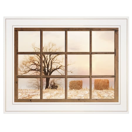 Homeroots View of Fields White Framed Print Wall Art 405001